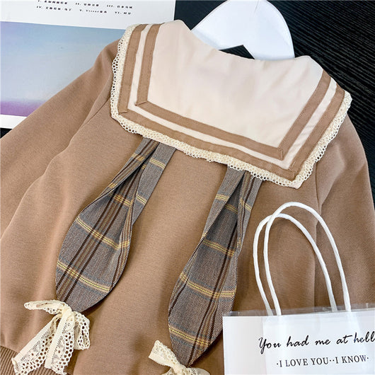 Sudadera y Falda Corta Estilo Universitario Coreano para Niña - Image 9