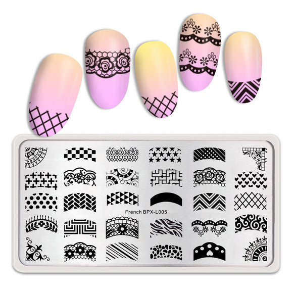 Plantilla de Estampado de Uñas Tema Copos de Nieve Invierno