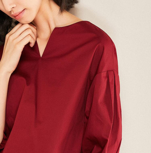 Blusa Suelta de Algodón con Mangas Acampanadas y Cuello en V - Image 5