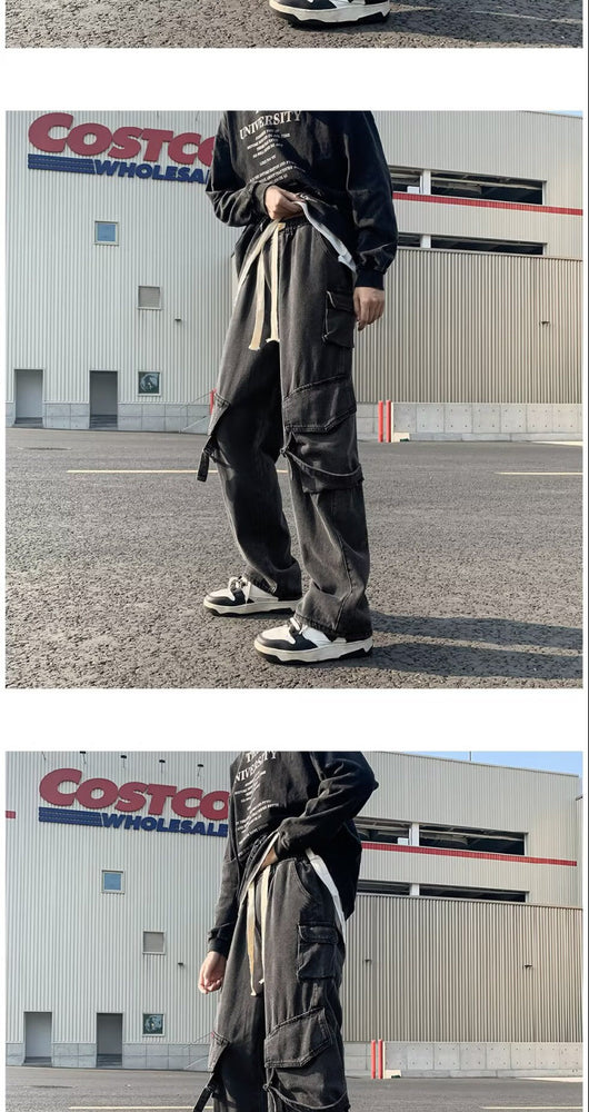 Pantalones Casuales Holgados Multibolsillos Lavado Industrial - Image 21