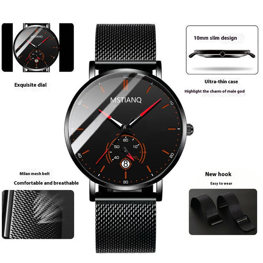 Cinturón Tecnológico de Acero Refinado con Calendario - Diseño Coreano Elegante Negro - Image 11