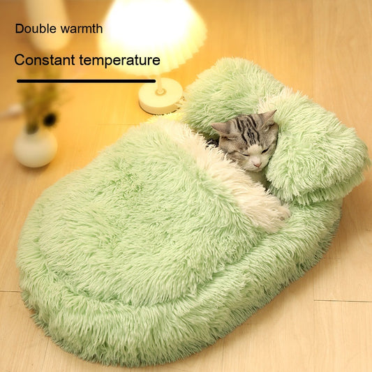Cama Térmica Ovalada de Lana para Mascotas - Nido Acogedor Invierno