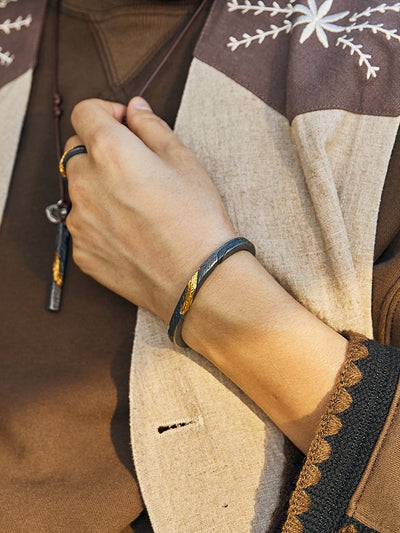 Pulsera Plata Pura para Hombre Personalizada Estilo Retro con Baño de Oro 24K - Image 7