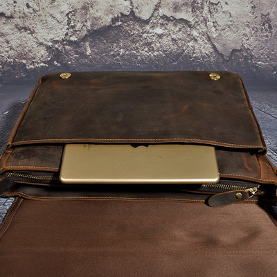 Bolso Bandolera de Cuero Crazy Horse para Computadora de 14 Pulgadas - Image 2