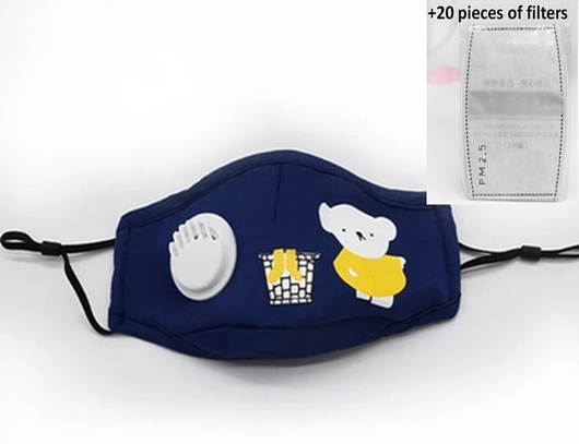 Mascarilla Infantil de Algodón con Válvula PM2.5 para Primavera y Otoño - Image 30