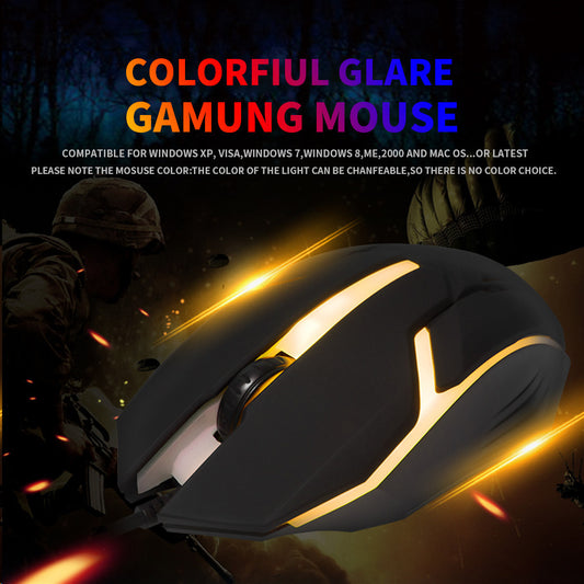 Ratón Gaming USB con Luz LED Respirable Multicolor para E-sports