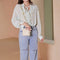 Blusa Francesa con Solapas y Estampado Floral Elegante