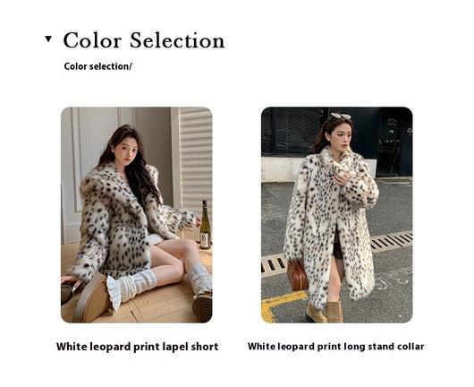 Abrigo de Piel Estampado Leopardo con Cuello de Piel para Mujer - Image 16