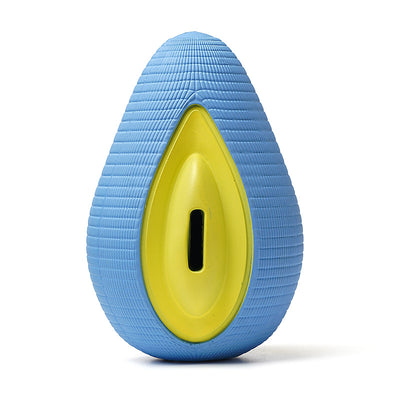 Green and yellow avocado-shaped rubber dog chew toy with a textured surface and a treat dispensing slot. - Image 8