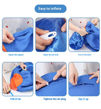 Blue and orange pet training ball with a fabric handle, designed for dogs like Shiba Inu and Corgi. - Image 8