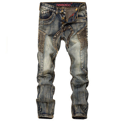 Pantalones Vaqueros Slim Fit Vintage con Parches Desgastados para Hombre - Image 9