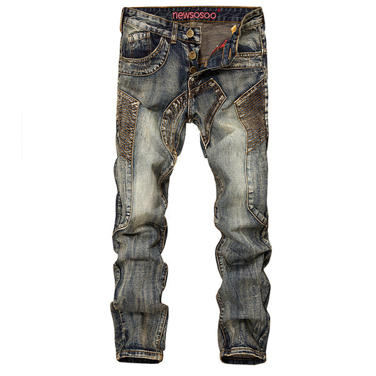 Pantalones Vaqueros Slim Fit Vintage con Parches Desgastados para Hombre - Image 9