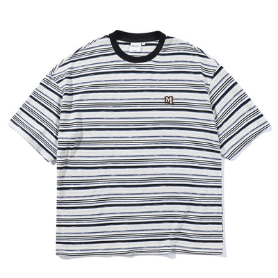 Camiseta Holgada Artística de Rayas para Hombre - Estilo Juvenil Fresco - Image 5