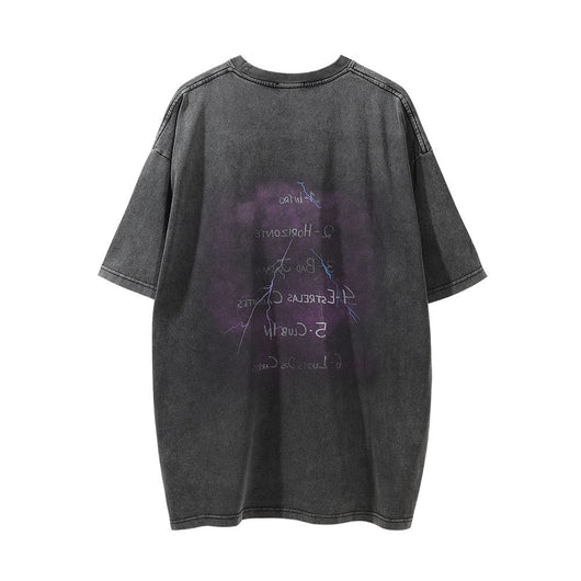 Camiseta Estampada Estilo Europeo Americana para Hombre con Lavado Vintage - Image 7