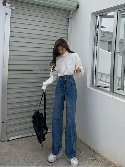 Jeans Cintura Alta Mujer Sueltos Versátiles - Image 13