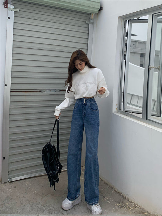 Jeans Cintura Alta Mujer Sueltos Versátiles - Image 13