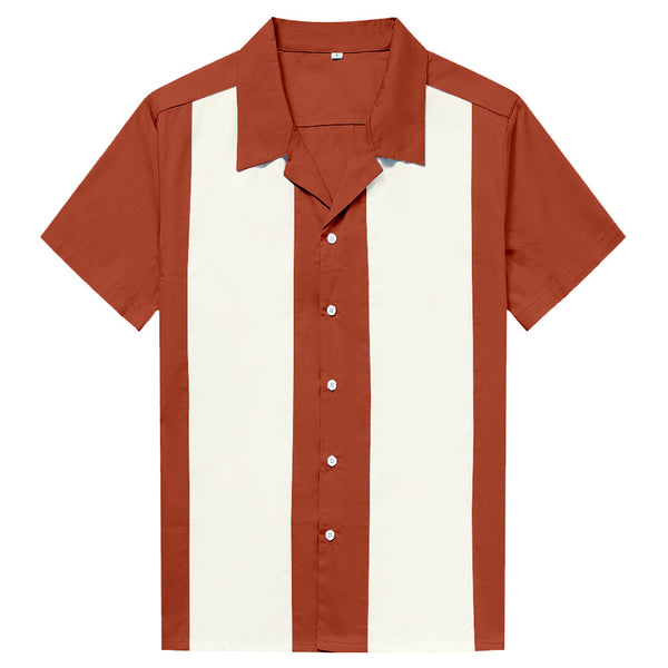 Camisa Corta Urbana Punk Hip-hop con Costuras Ocre Beige para Hombre