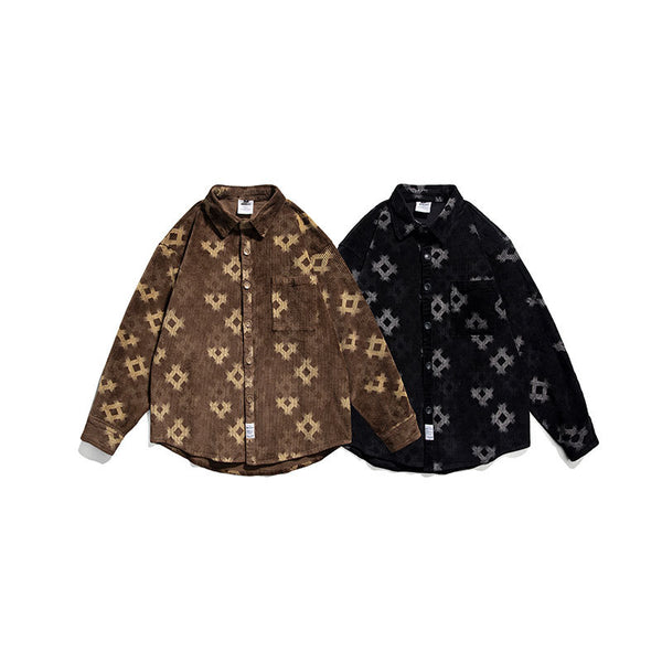 Camisa de Pana a Cuadros Marrón y Negro