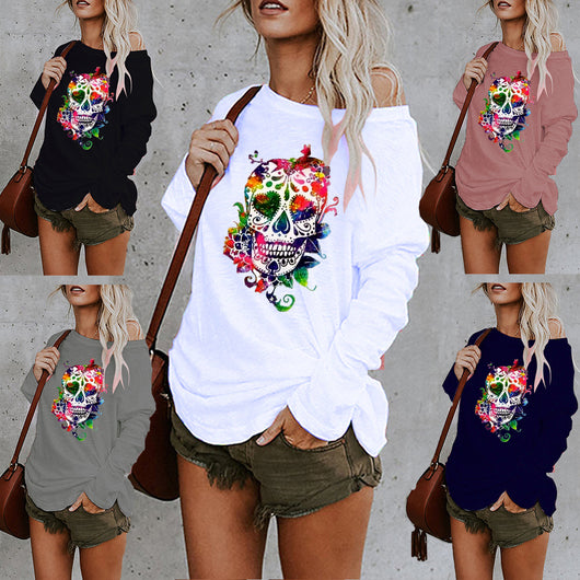 Playera Halloween con Estampado Asimétrico Largo