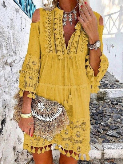 Blusa de Encaje Midi con Flecos Delicados - Image 5