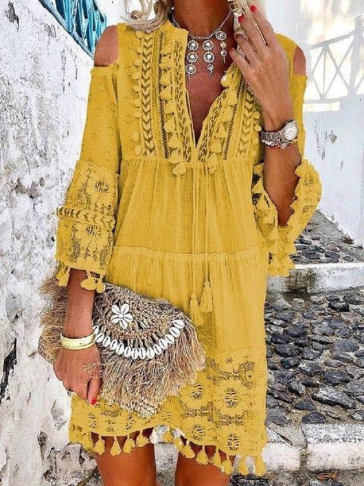 Blusa de Encaje Midi con Flecos Delicados - Image 5
