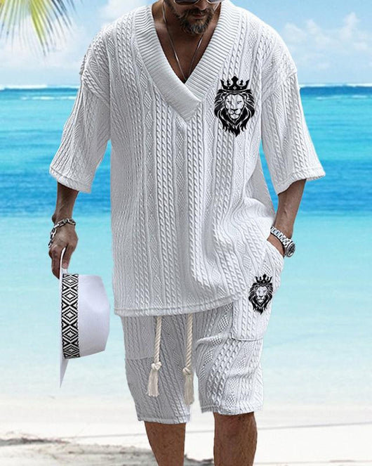 Conjunto de Dos Piezas: Shorts Jacquard Holgados para Hombre - Image 8