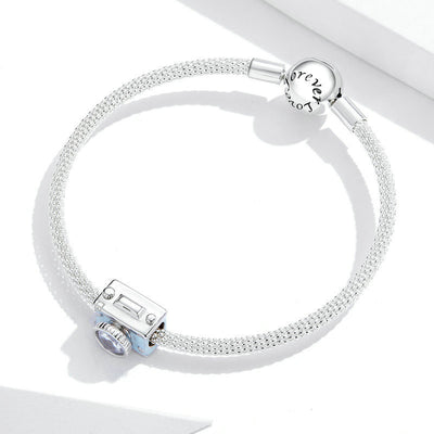 Pulsera de Plata Esterlina con Cámara Brillante y Cuentas - Image 7