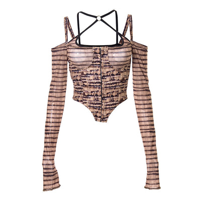 Blusa Manga Larga con Tirantes Estampada - Diseño Moderno y Atrevido - Image 6