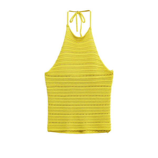 Suéter Tejido Hueco con Escote Halter para Mujer - Image 6