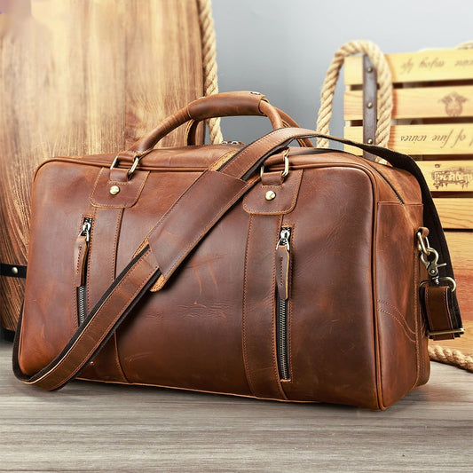 Bolsa de Viaje Retro en Cuero Genuino para Hombre