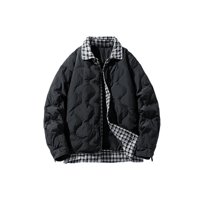 Chaqueta Acolchada con Cuello de Solapa Tipo Béisbol y Detalles Escoceses - Image 5