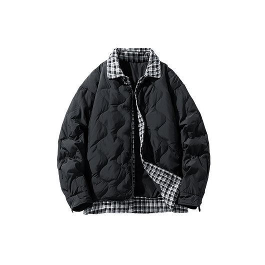 Chaqueta Acolchada con Cuello de Solapa Tipo Béisbol y Detalles Escoceses - Image 5