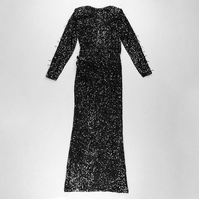 Vestido de Fiesta Vintage Elegante con Abertura Lateral y Manga Larga - Image 9
