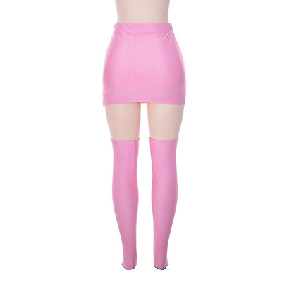 Conjunto Casual Falda Ajustada de Color Liso con Medias - Image 8