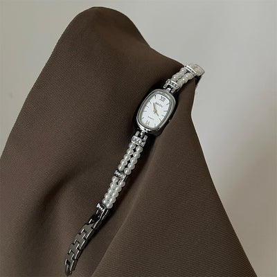Reloj de Moda con Perla - Diseño Ovalado Minimalista para Mujer - Image 3