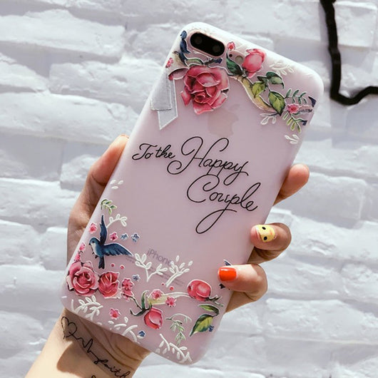 Funda Protectora TPU Blanca Mate con Relieve de Aves y Flores - Image 3