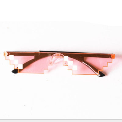 Red pixelated mosaic sunglasses with black arms and white pixel accents, ideal for anime cosplay or funny costumes. - Image 16