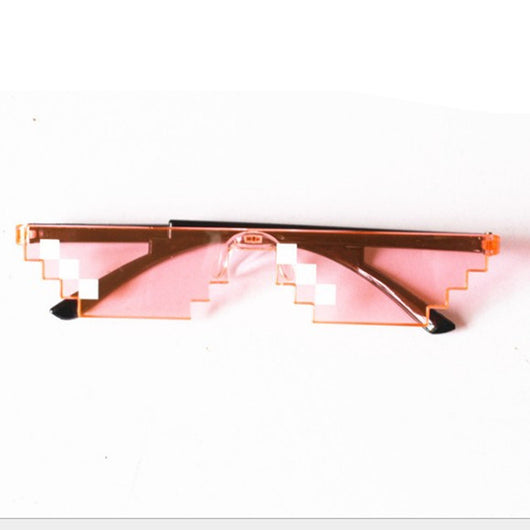 Red pixelated mosaic sunglasses with black arms and white pixel accents, ideal for anime cosplay or funny costumes. - Image 16