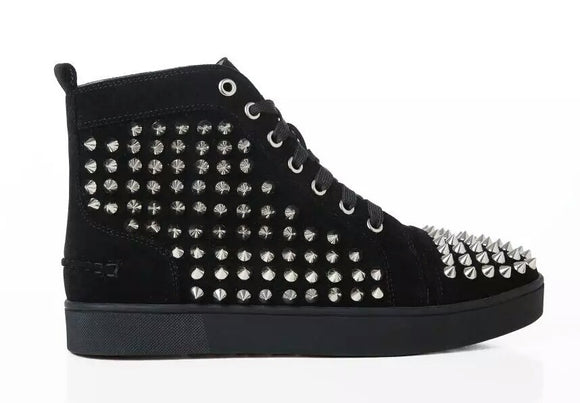 Tênis Casual Unissex de Cano Alto com Sola Grossa e Detalhes em Strass