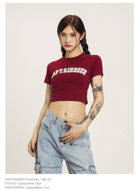 Playera Corta Retro Americana Cuello Redondo - Top Ombligo Sexy para Verano - Image 16