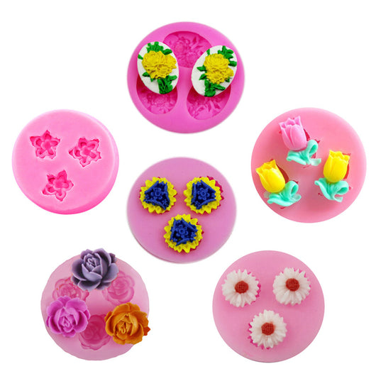 Molde de Silicona para Fondant con Diseño de Flores de Rosa