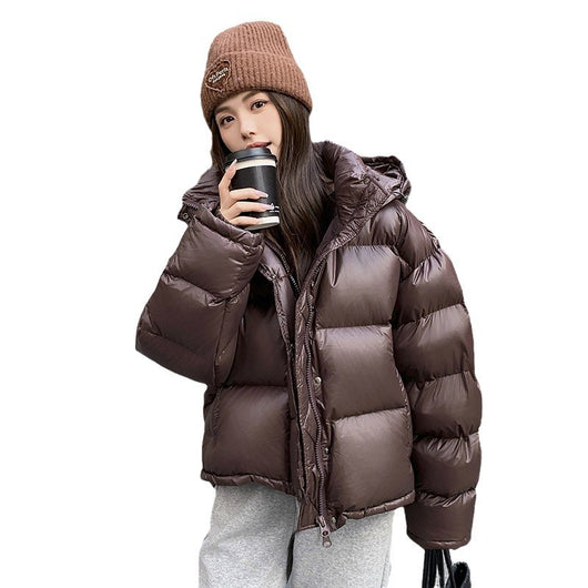 Chaqueta Puffer Corta Marrón Maillard para Mujer - Image 5