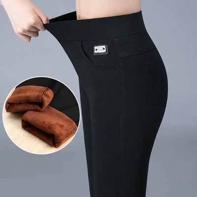 Pantalones Ajustados de Lana Polar con Efecto Mágico