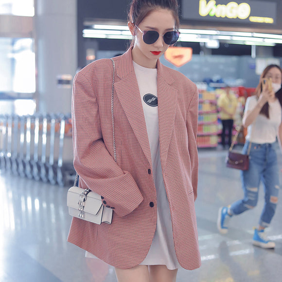 Traje Cuadros Rosa Elegante