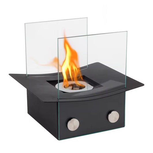 Chimenea de Escritorio Poligonal con Llama Real - Diseño Moderno en Negro - Image 5