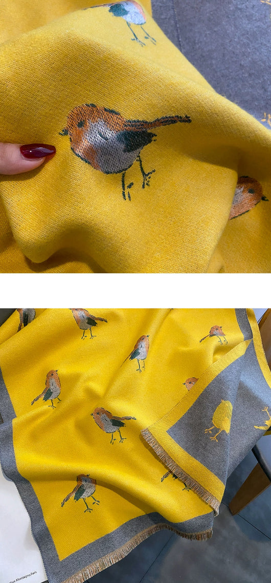 Pashmina Cálida con Diseño de Aves - Bufanda Versátil de Cachemira - Image 11