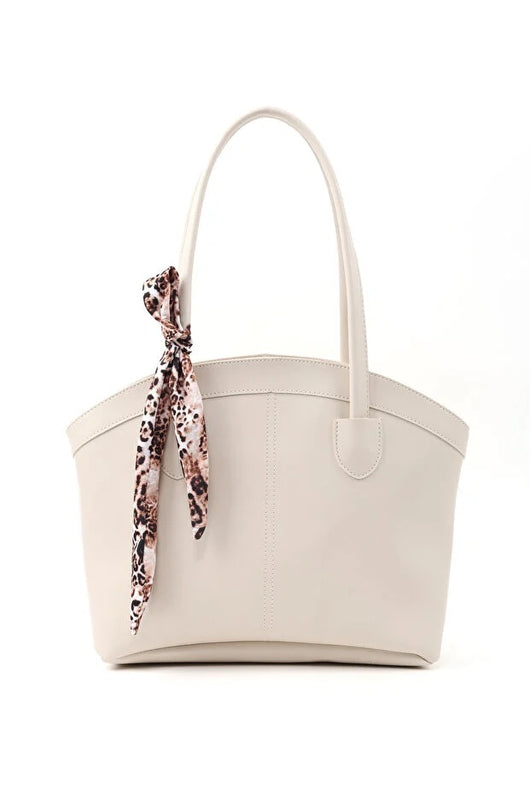 Bolso de Cuero Sintético con Correa y Pañuelo - Cartera Crossbody Blanca para Mujer