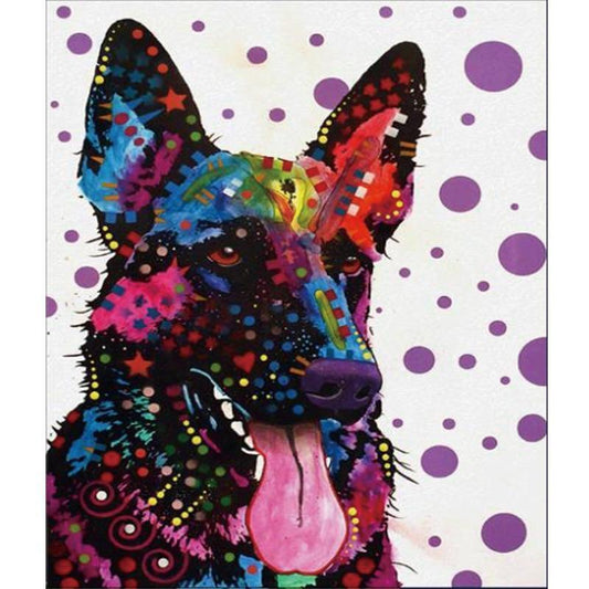 Cuadro de Diamantes 5D - Perro Neón