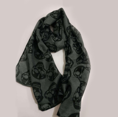 Bufanda de Algodón y Cáñamo con Diseño Calavera