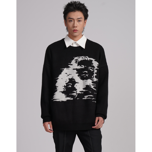Suéter Pullover Oversized de Jacquard Grueso para Hombre - Image 15
